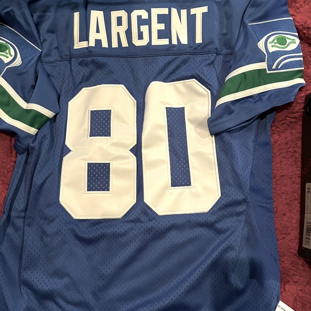 Mitchell & Ness Seattle Largent #80 Blue White Green Football Jersey